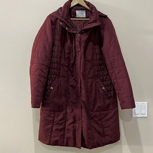 Canda C & A Maroon Puffer Coat Jacket with detachable hood in a Eur 46